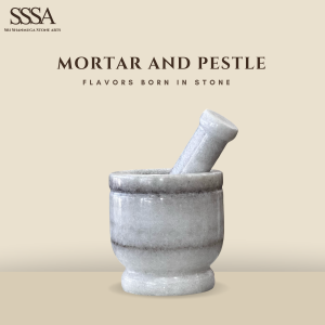Marble Mortar & Pestle white big