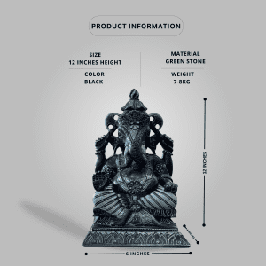 Black Green Stone Ganesha Statue