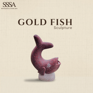 Red Granite Gold Fish Sculpture