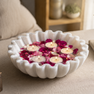 White Marble Urli Bowl for Home Decor