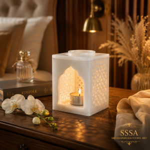 White Marble Candle Lantern
