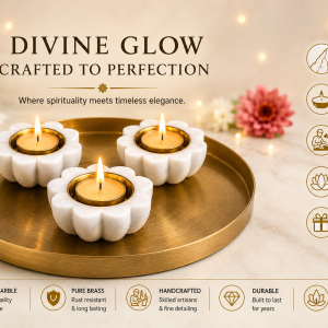 Marble Lotus Tealight Candle Holder Set of 3
