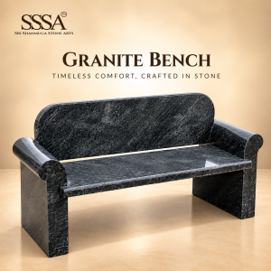 STONE BENCH WITH ARM REST BLUE