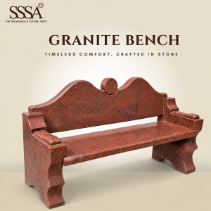 Red Granite Bench with Backrest