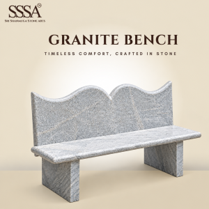 STONE BENCH WITH ARMREST WHITE